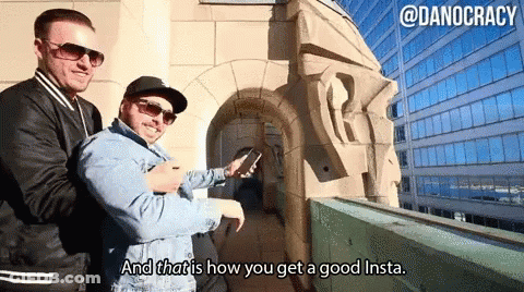 Two Men Are Standing Next To Each Other And One Of Them Says " And That 'S How You Get A Good Insta " GIF