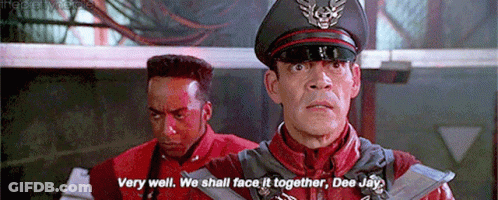 Two Men Are Standing Next To Each Other And One Of Them Says Very Well We Shall Face It Together Dee Jay . GIF