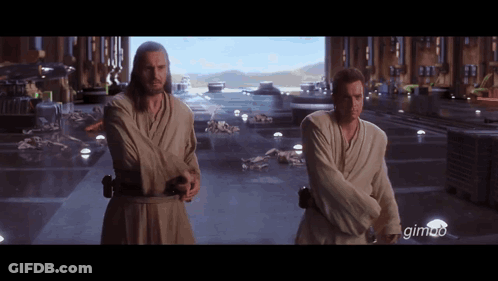 Two Men Are Standing Next To Each Other And The Bottom Right Corner Of The Screen Says Gimao GIF