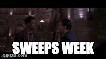 Two Men Are Standing Next To Each Other And The Words Sweeps Week Are Visible GIF