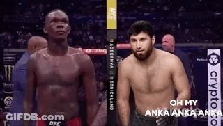 Two Men Are Standing Next To Each Other In A Boxing Ring With The Words Oh My Anka Anka Anka On The Bottom GIF
