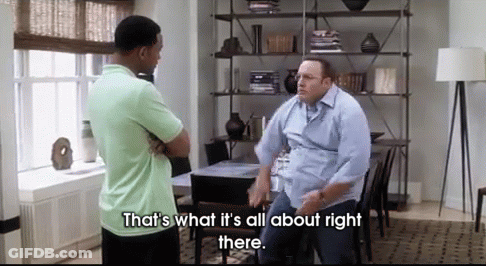 Two Men Are Standing Next To Each Other In A Living Room And One Of Them Says That 'S What It 'S All About Right There GIF