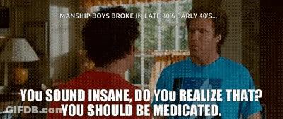Two Men Are Standing Next To Each Other In A Living Room Talking To Each Other . GIF