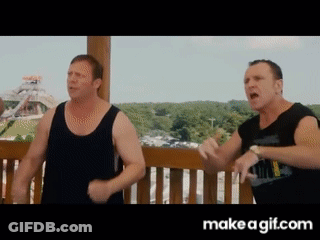 Two Men Are Standing Next To Each Other On A Balcony And The Words Make A Gif.com Are On The Bottom GIF