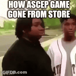 Two Men Are Standing Next To Each Other On A Sidewalk And Talking About How Ascep Game Gone From Store . GIF