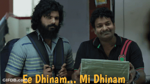 Two Men Are Standing Next To Each Other With The Words Ee Dhinam Mi Dhinam On The Bottom GIF