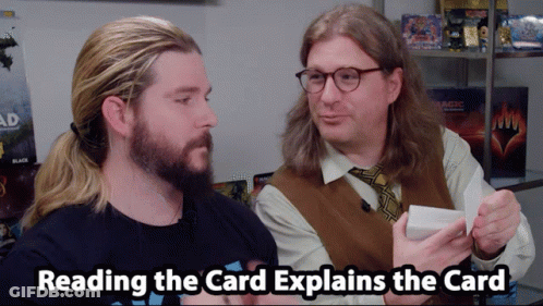 Two Men Are Talking About Reading The Card And Explaining The Card GIF