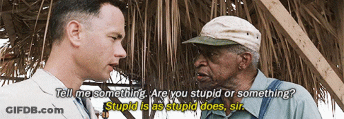 Two Men Are Talking And One Of Them Is Asking The Other If He Is Stupid Or Something GIF