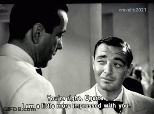 Two Men Are Talking And One Of Them Says " You 'Re Right Ugarte I Am A Little More Impressed With You .. " GIF