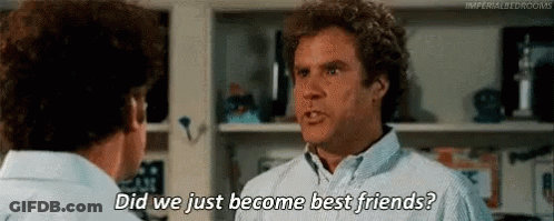 Two Men Are Talking To Each Other And One Of Them Is Asking The Other If They Just Become Best Friends . GIF
