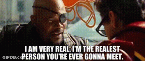 Two Men Are Talking To Each Other And One Of Them Is Saying `` I Am Very Real . `` GIF