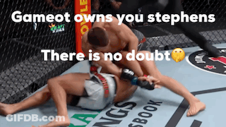 Two Men Are Wrestling In A Cage And The Caption Says Gameot Owns You Stephens There Is No Doubt . GIF