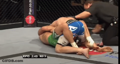Two Men Are Wrestling In A Ring With A Sign That Says One Plan On It GIF