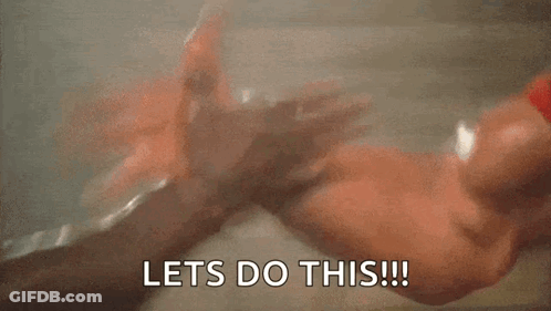 Two Men Arm Wrestling Saying Lets Do This GIF