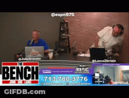 Two Men At Desk With The Bench Banner GIF
