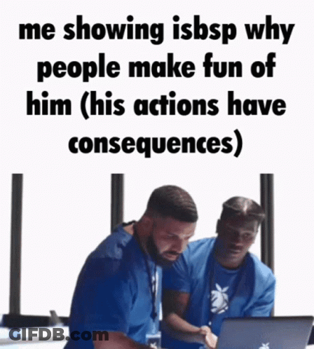 Two Men At Laptop Talking About Consequences GIF