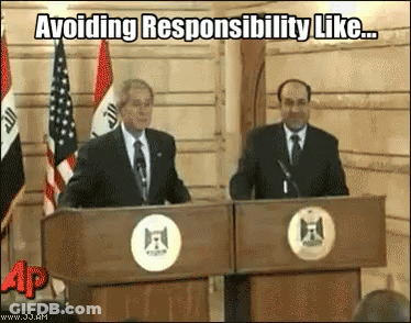 Two Men At Podiums Avoiding Responsibility Like GIF