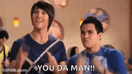 Two Men At Restaurant Saying You Da Man GIF
