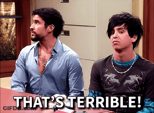 Two Men At Table Saying That's Terrible GIF