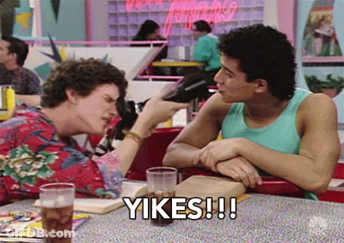 Two Men At Table Saying Yikes GIF