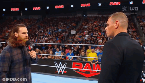 Two Men At Wrestling Ring Saying Raw GIF