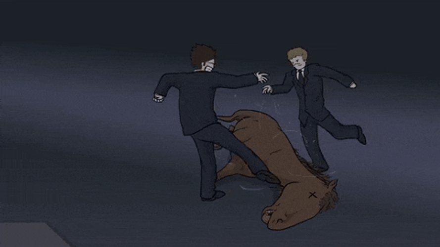 Two Men Beating A Dead Horse GIF