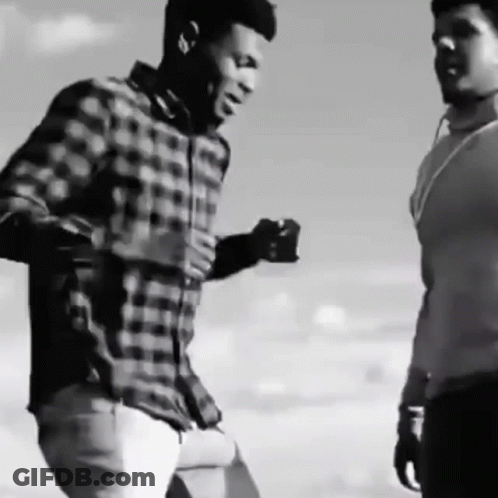 Two Men Black And White One Wearing Headphones GIF
