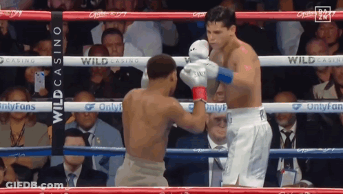 Two Men Boxing In Ring With Casino Banner GIF