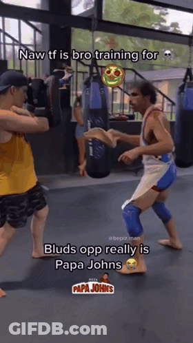 Two Men Boxing Naw Tf Is Bro Training For Bluds Opp Really Is Papa Johns GIF