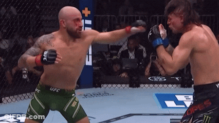 Two Men Boxing One In UFC Shorts GIF