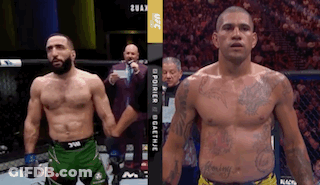 Two Men Boxing Ring One With Chest Tattoo GIF