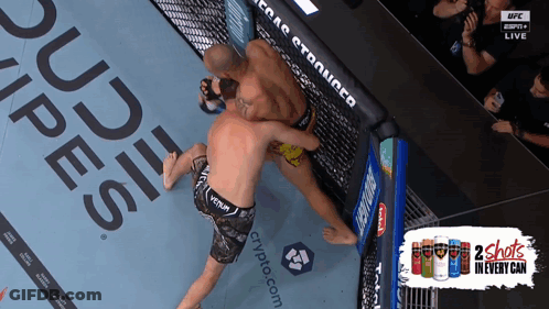 Two Men Boxing With 2 Shots Can GIF