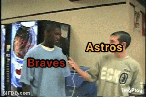 Two Men Braves And Astros Shirts GIF