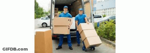 Two Men Carrying Boxes GIF