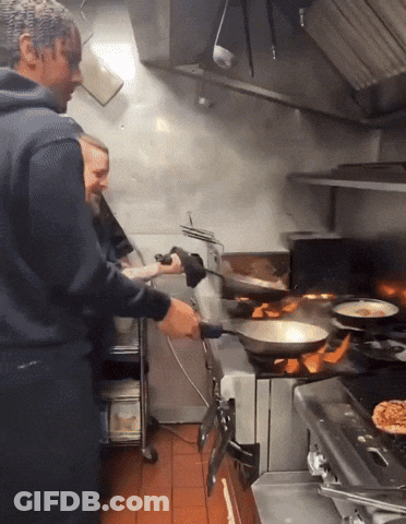 Two Men Cooking In Kitchen GIF