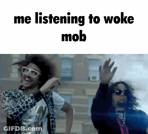 Two Men Dancing At Building Me Listening To Woke Mob GIF