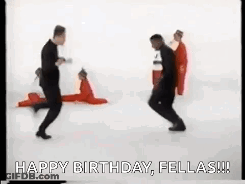 Two Men Dancing Happy Birthday Fellas GIF