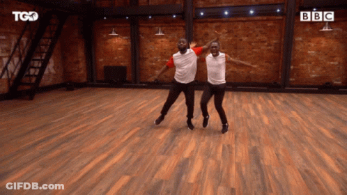 Two Men Dancing In BBC Dance Studio GIF