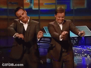 Two Men Dancing In Suits And Bow Ties On ABC Stage GIF