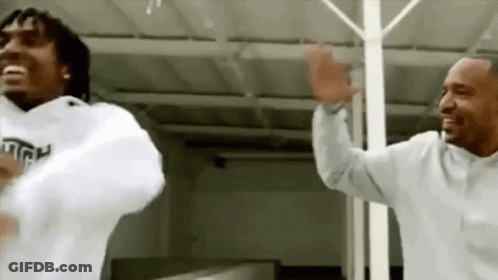Two Men Dancing In White Sweatshirts GIF
