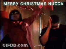 Two Men Dancing Merry Christmas Nucca GIF