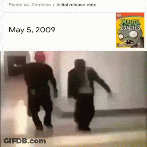 Two Men Dancing Near Plants Vs Zombies Poster GIF