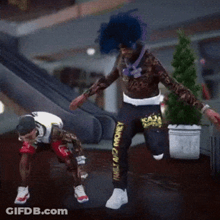 Two Men Dancing One Wearing TMC Money Shirt GIF