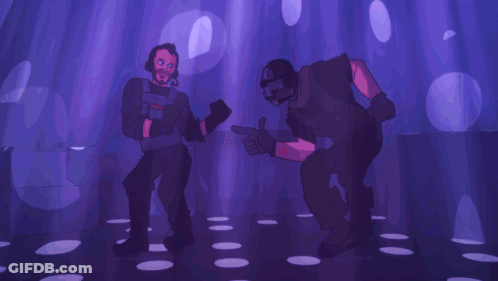 Two Men Dancing Saying Army On Pink GIF