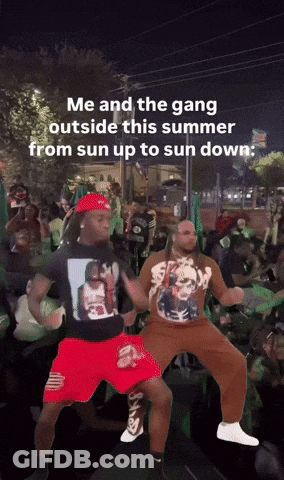 Two Men Dancing With Crowd Me And The Gang GIF