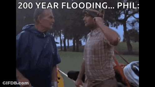 Two Men Discussing 200 Year Flooding Phil On Golf Course GIF
