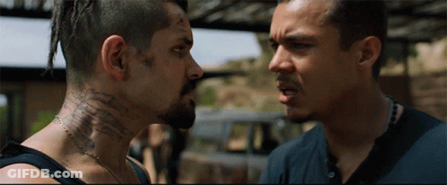 Two Men Eye Contact Neck Tattoo I Love You GIF