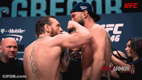Two Men Facing Each Other In UFC Banner GIF
