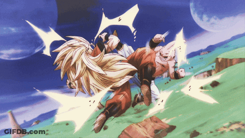 Two Men Fighting Blue Background GIF