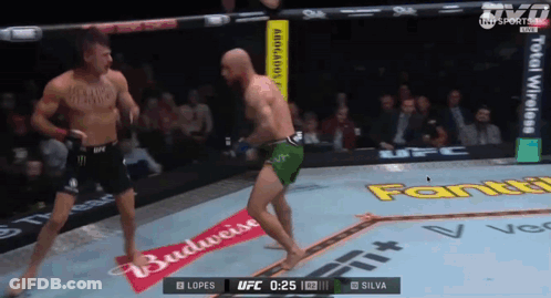 Two Men Fighting Boxing Ring Budweiser Advertisement GIF